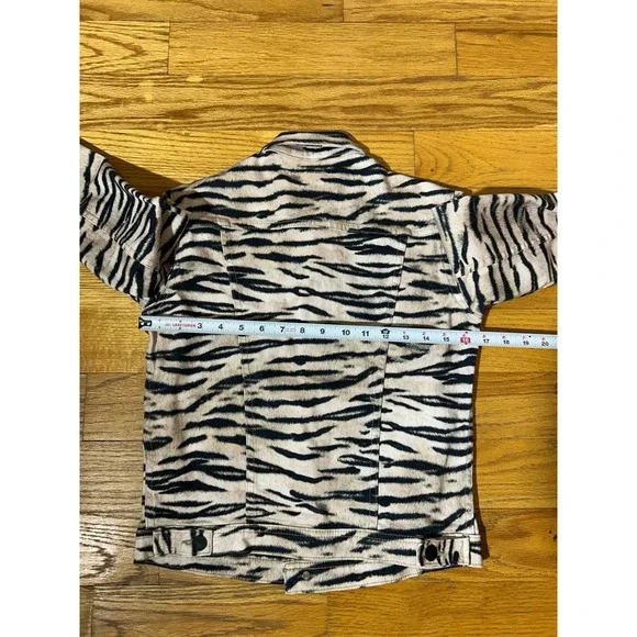 L'agence celine tiger‎ stripe print denim jacket slim femme XS